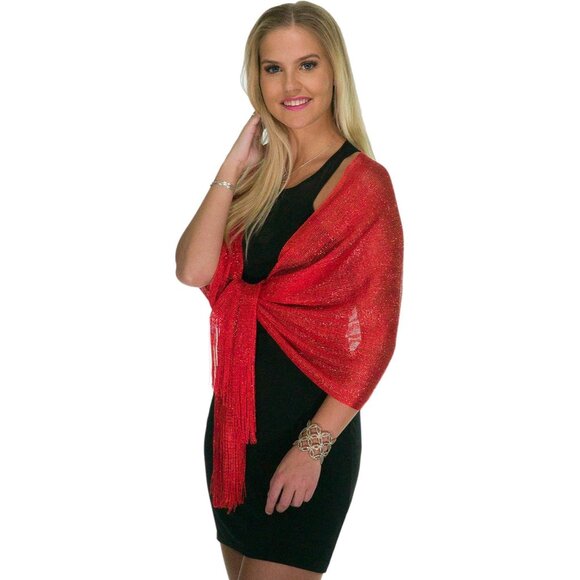 Women Red Dressy Shawls and Wraps for Evening Wear Shawls and Wraps For Party - Picture 6 of 6